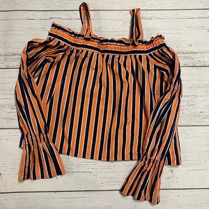 Topshop Off the Shoulder Striped Peasant Top